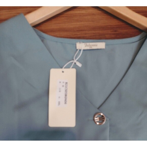 Bebonnie Women's Plus XXL Top Flowy Green Puff Sleeve Sheer SOFT Mesh NWT - Picture 8 of 15